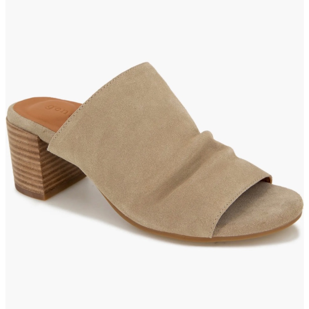 Gentle souls Chas mule mushroom grey suede mule comfy block heel nwt